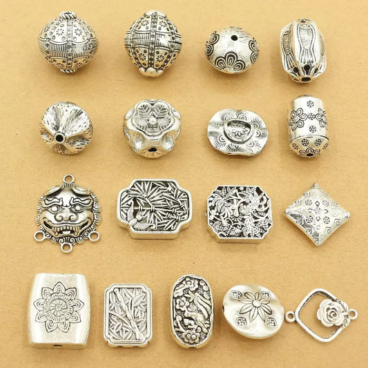 Vintage Antique Silver Mixed Spacer Beads | Tibetan Style Metal Beads for DIY Jewelry Making
