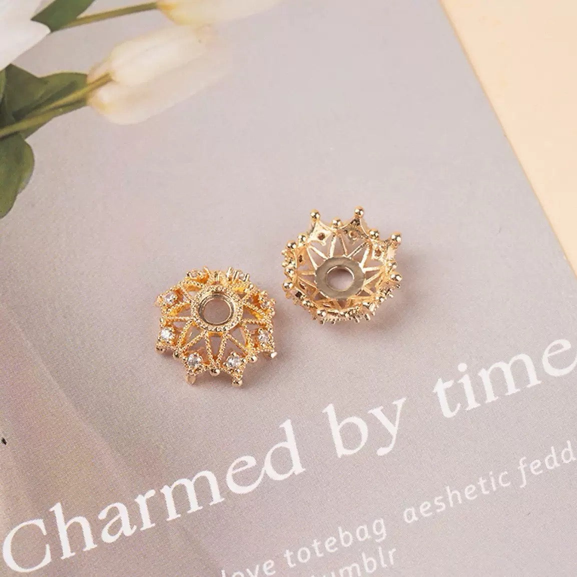 Luxury Crystal Bead Caps for Jewelry Making | Vintage Rhinestone Spacer Beads | Elegant DIY Bracelet Necklace Jewelry Findings