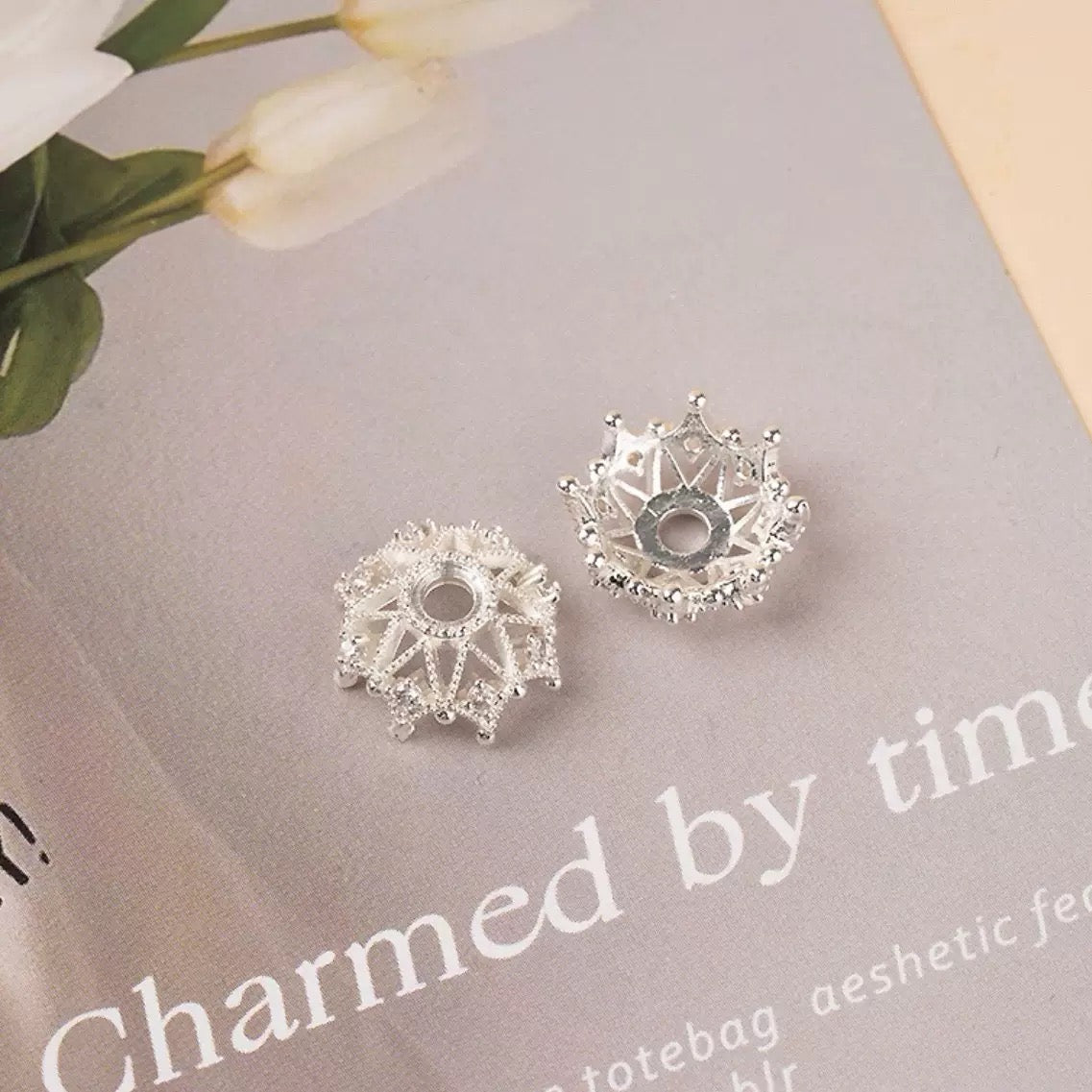 Luxury Crystal Bead Caps for Jewelry Making | Vintage Rhinestone Spacer Beads | Elegant DIY Bracelet Necklace Jewelry Findings