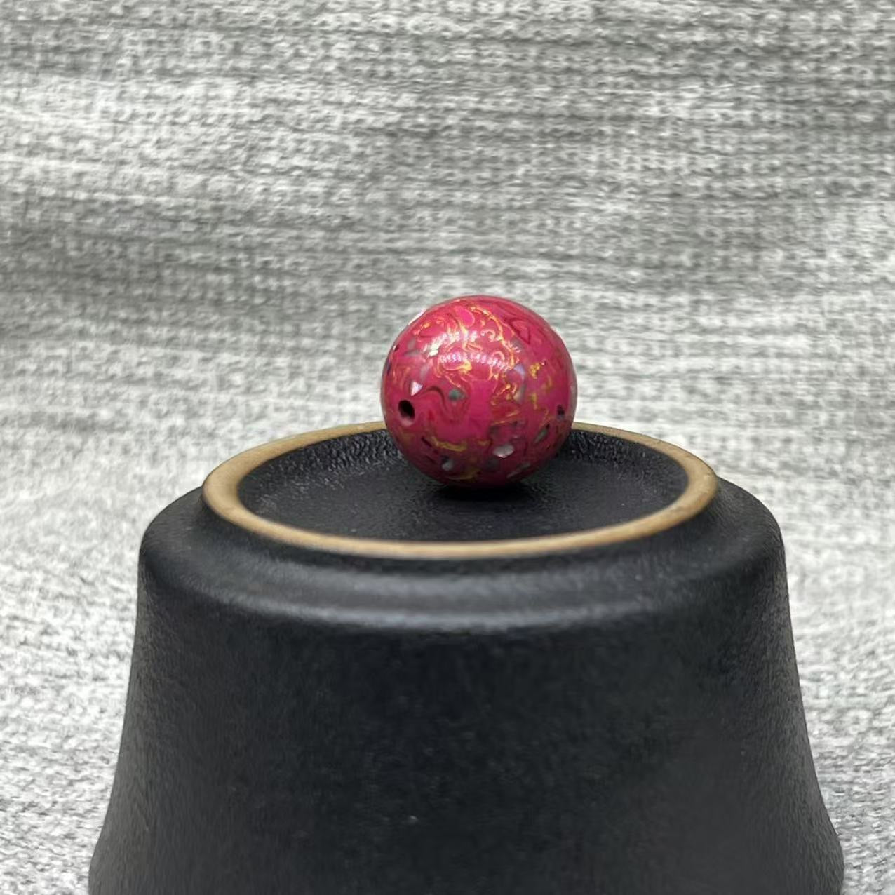 15mm Handmade Chinese Lacquer Beads – Colorful Round Beads for DIY Jewelry Making
